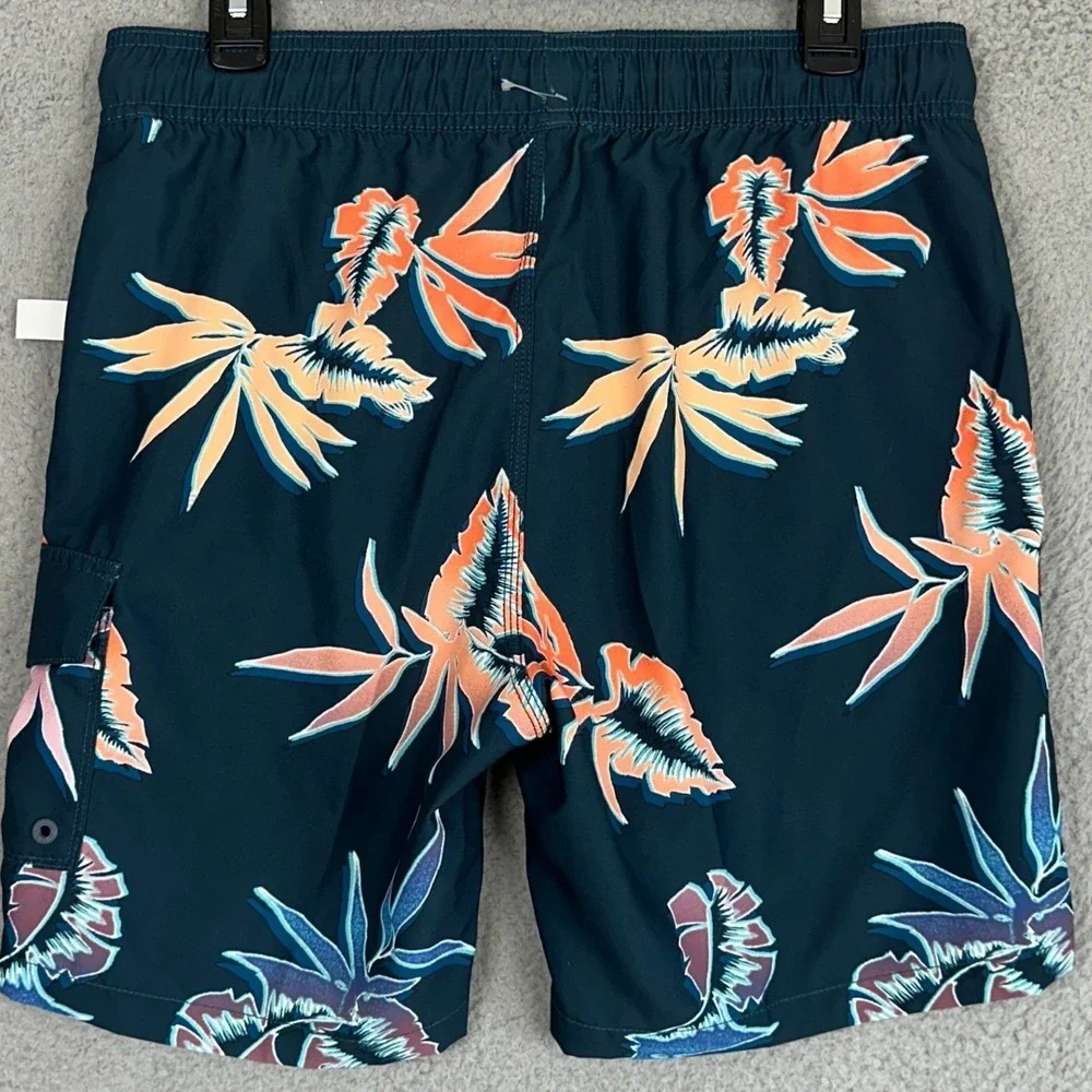 NEW Billabong Layback Swim Trunks Mens Medium Navy Tropical Floral Board Shorts